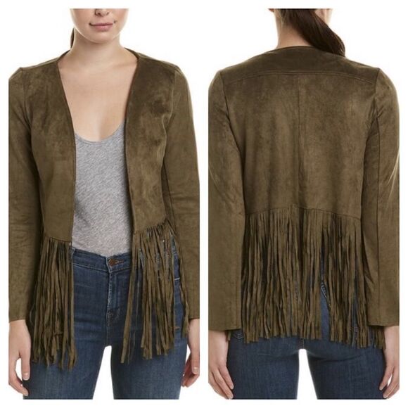 Flying Tomato Candace Olive Fringe Jacket - Picture 1 of 10